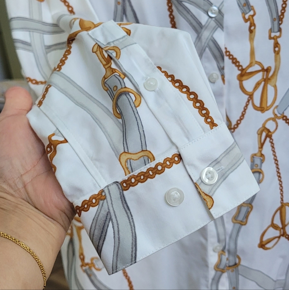 Chico's No Iron Stretch Status Print Tunic Size 2 (12) - Picture 9 of 14